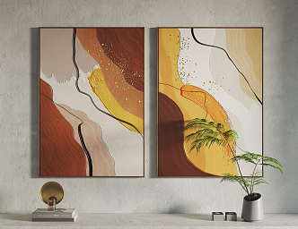 Modern abstract painting hanging painting decorative painting 3d model