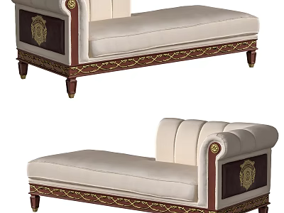 Elegant Bed Bench With Ornate Wooden Frame Gold Accents And Plush Upholstery 3d model