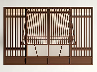 Chinese Folding Window Tea House Folding Window 3d model