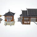 Traditional Landscape Pavilions With Wooden Structures Curved Roofs And Various Designs