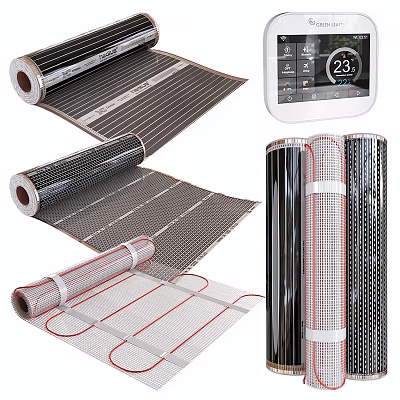 Various Electric Floor Heating Mats And Digital Thermostat For Home Daily Heating 3d model