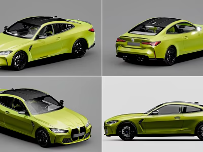 Yellow Two Door Sports Coupe With Black Roof And Sporty Exterior Design 3d model