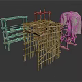 Wooden Storage Shelves With Drying Rack And Hanging Cloth For Home Use