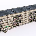 Vintage Multi Storey Apartment Building Exterior With Balconies And Gray Roof