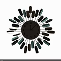 Modern Decorative Clock With Black Blue Gold Stripes And Metal Hands Numbers