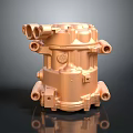 Industrial Equipment Copper Colored Mechanical Component Featuring Multiple Ports And Solid Metal Structure