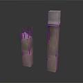 Gray Columnar Architectural Models With Square Top And Grid Like Structure Featuring Side Holes