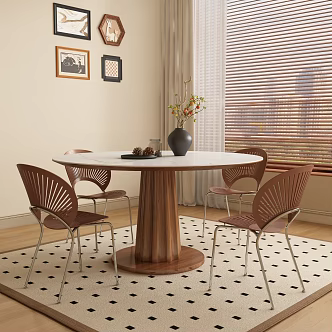 round dining table and chair 3d model