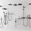 Modern Shower Heads Collection Featuring Various Types And Stylish Design Elements 3d model