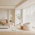 Modern Bedroom Interior Design With Cozy Bed Soft Carpet And Potted Plants