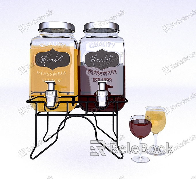 Wine Bottle Wine Glass Wine Wine Bottle Glass Glass Cup Drink model