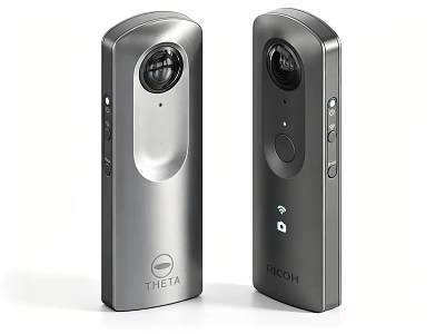 Ricoh Theta 360 Degree Cameras With Silver Design And Wireless Function 3d model