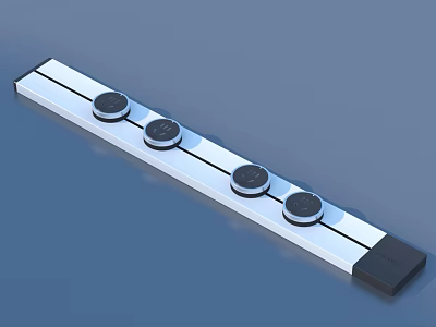 Practical Household Control Strip With Four Black Buttons And White Design 3d model