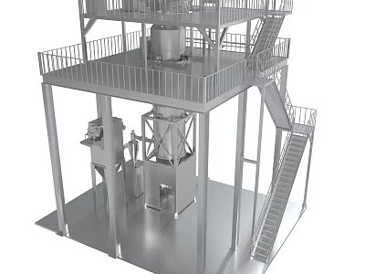 Industrial Equipment Structure With Metal Platform And Stairs 3d model