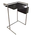 Iron Art Table With Black Tabletop Iron Frame And Side Storage Compartment