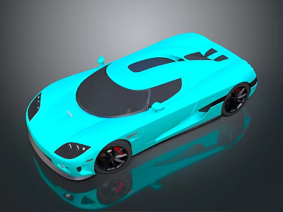 Vibrant Blue Sports Car With Sleek Aerodynamic Body And Black Wheels Design 3d model