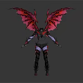 Fantasy Character With Red And Black Wings Black Purple Armor And Spiked Design