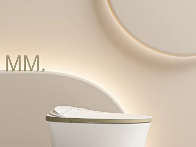 Modern White Toilet With Sleek Design Soft Beige Background And Subtle Lighting 3d model