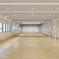 Spacious Dance Studio With Wooden Floor Large Windows And Ballet Barres For Fitness Training