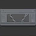 Cartoon Scene Of Gray Sci-Fi Container With Geometric Panels Vents And Hatch Design