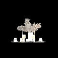 Elegant Modern Dinnerware Set With Plates Wine Glasses Candle Holders White Decorative Plants And Napkins