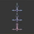 Three Colorful Dragon Figurines With Pink Blue Light Purple Hues And Transparent Wings