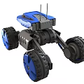 Blue And Black Functional Robotic Vehicle With Large Off Road Wheels And Robust Design 3d model