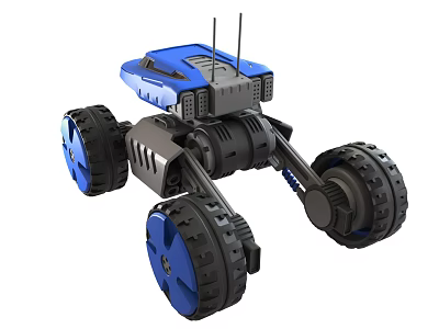 Blue And Black Functional Robotic Vehicle With Large Off Road Wheels And Robust Design 3d model
