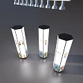 Outdoor Public Facility Decorative Illuminated Lanterns With White Bodies Black Tops And Artwork