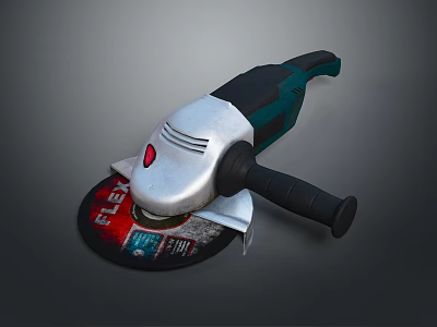 FLEX Angle Grinder With Silver Body Green Black Handle And Grinding Disc 3d model