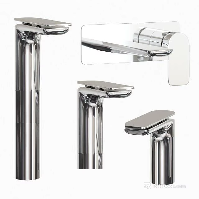 Modern Stainless Steel Faucet with Various Designs and Multiple Angle Views 3d model 
