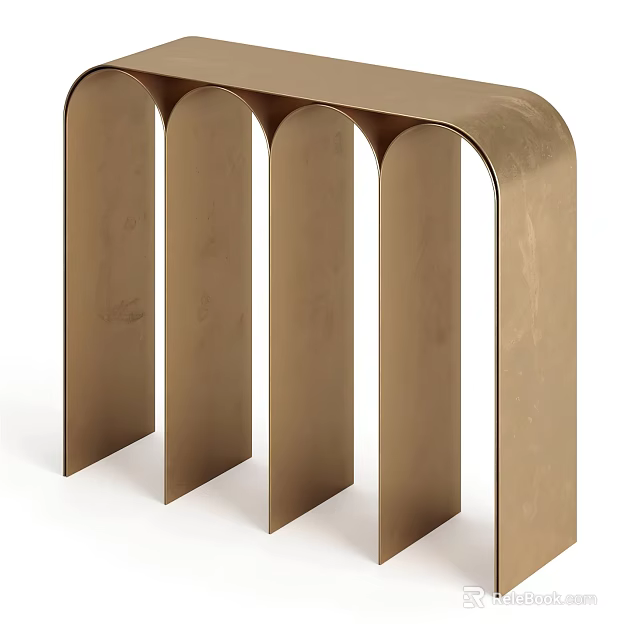 Modern Gold Metal Coffee Table With Arched Legs And Minimalist Design 3d model 