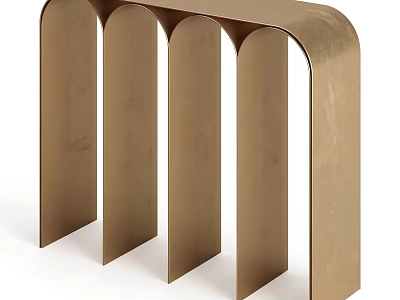 Modern Gold Metal Coffee Table With Arched Legs And Minimalist Design 3d model