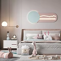 Cozy Kids Room Interior With Soft Tones Bed Stuffed Toys Study Desk And Bookshelf