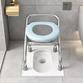 Sturdy Toilet Seat Chair With Stainless Steel Frame Blue Cushioned Seat And Non Slip Base