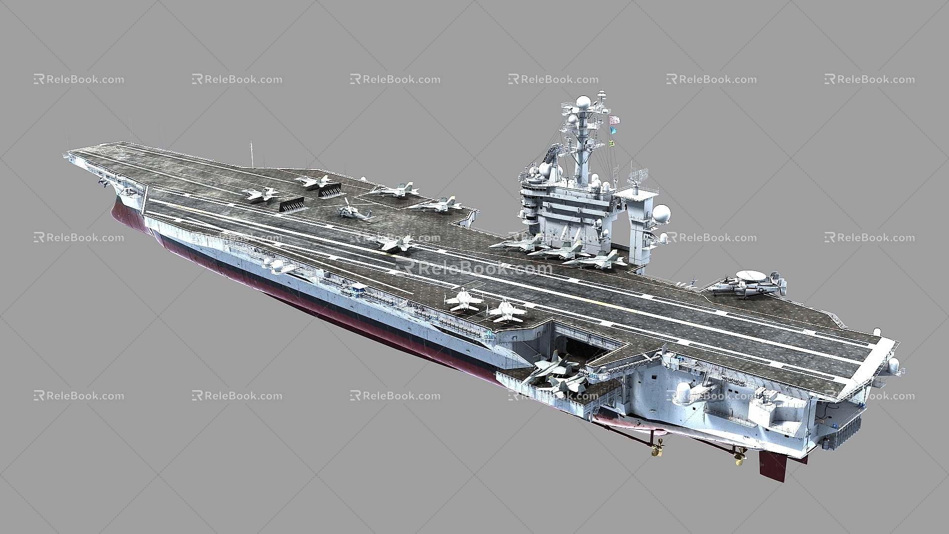 U.S. Nimitz-class aircraft carrier CVN77 USS George Bush carrier Pacific Fleet aircraft F18 E2D UH60 3d model