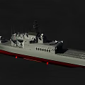 Advanced Naval Warship Design With Gray Hull Red Bottom Deck Structures And Antenna Systems