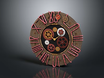 Ornate Decorative Furniture Clock With Vintage Roman Numerals And Mechanical Gear Design 3d model