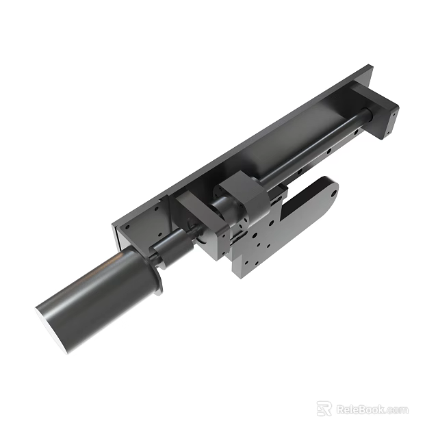 Black Industrial Metal Mechanical Component With Holes And Connecting Parts 3d model 