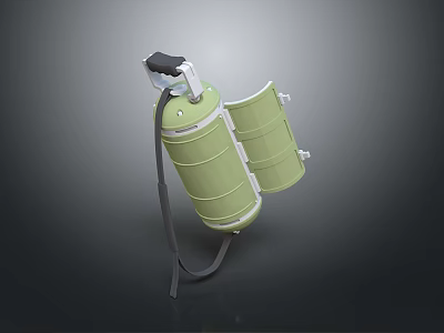 Pet Owner Carrying Green Backpack Pet Carrier With Black Lid And Straps 3d model