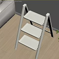 White Ladder Style Three Tier Side Table For Living Room Decor 3d model