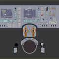 Industrial Control Panel With Digital Screens Colorful Buttons And Mechanical Supports