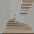 Modern Minimalist Staircase Interior Design With Wooden Steps White Walls And Wooden Floors