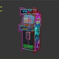 Retro Arcade Machine With Colorful Graphics Neon Screen And Control Panel