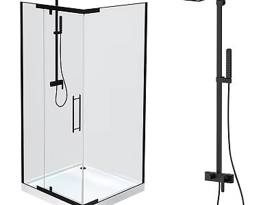 Modern Shower Sauna Enclosure With Glass Panel Black Frame And Handheld Shower 3d model