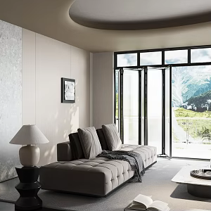 Modern living room sofa combination floor lamp bookcase 3d model