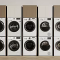 Modern Front Load Washing Machines Arranged in Rows with Sleek Design 3d model