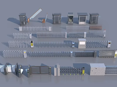 Various Security Gates Turnstiles And Metal Fences For Access Control Systems 3d model