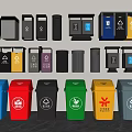 Colorful Household Waste Bins With Various Recycling Signs And Designs For Home