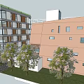 Modern Sales Office Building Featuring Glass Curtain Walls Open Design Green Roof And Landscaped Surroundings